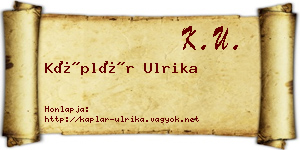 Káplár Ulrika névjegykártya